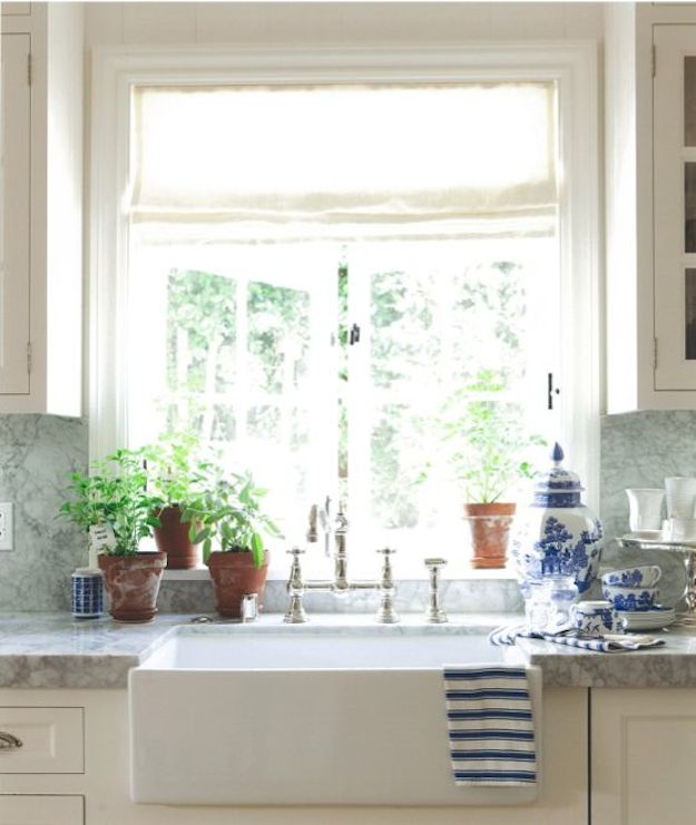 Blue and white kitchen details