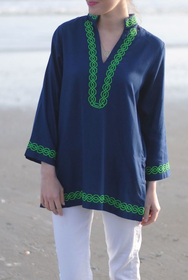 blue and green tunic