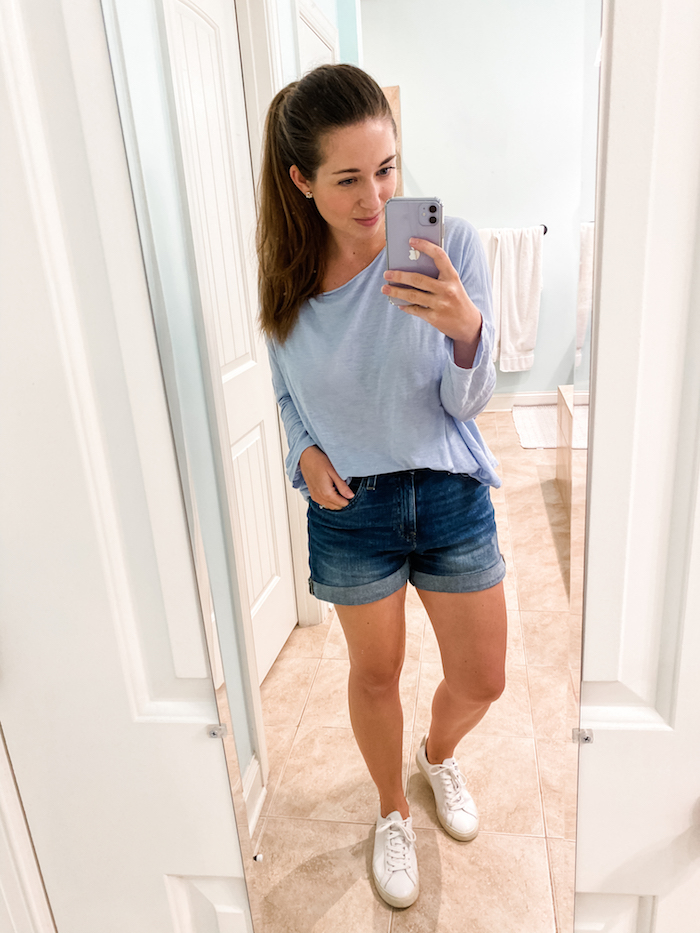 How to style Veja sneakers with shorts | Something Pretty