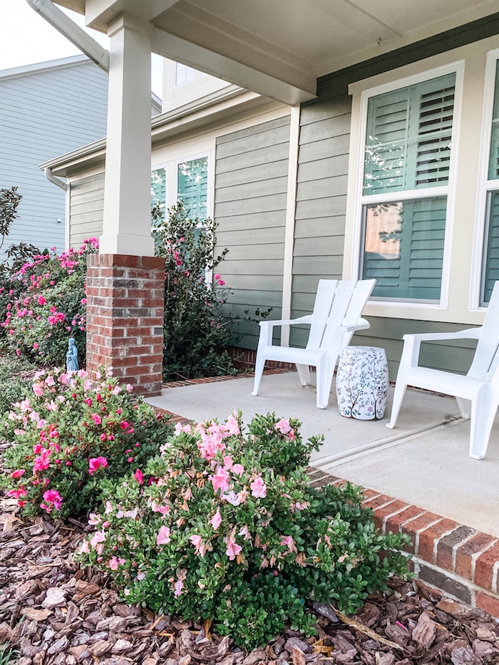 Front porch with azaleas