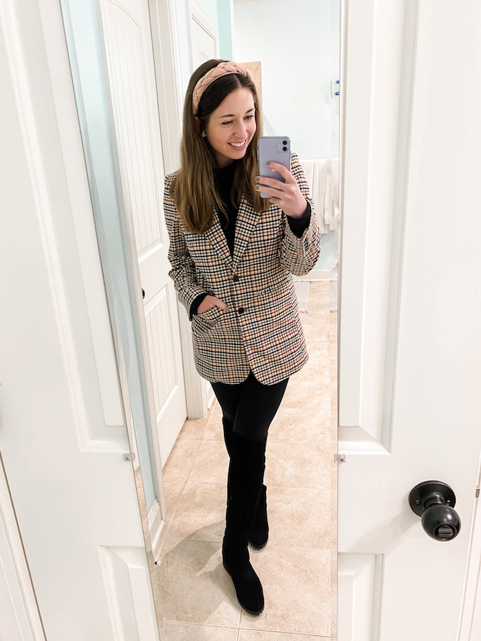 How to style a plaid blazer for winter