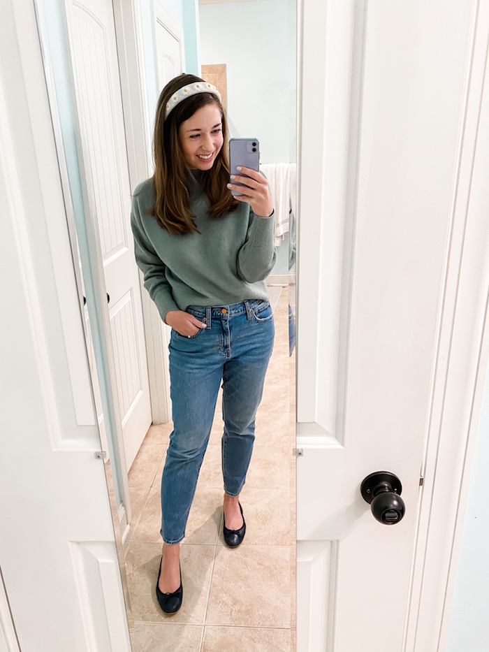 & Other Stories mockneck sweater and boyfriend jeans